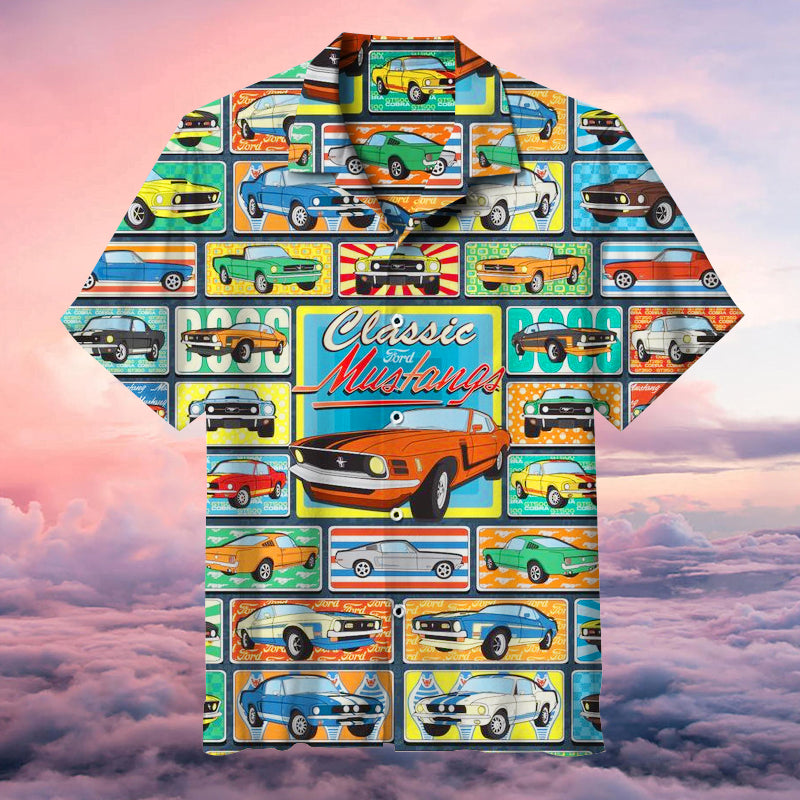 1964 Ford Mustang Classic Car-hawaiian Shirt - Famjoys 1964 Ford Mustang Classic Car-hawaiian Shirt - Famjoys