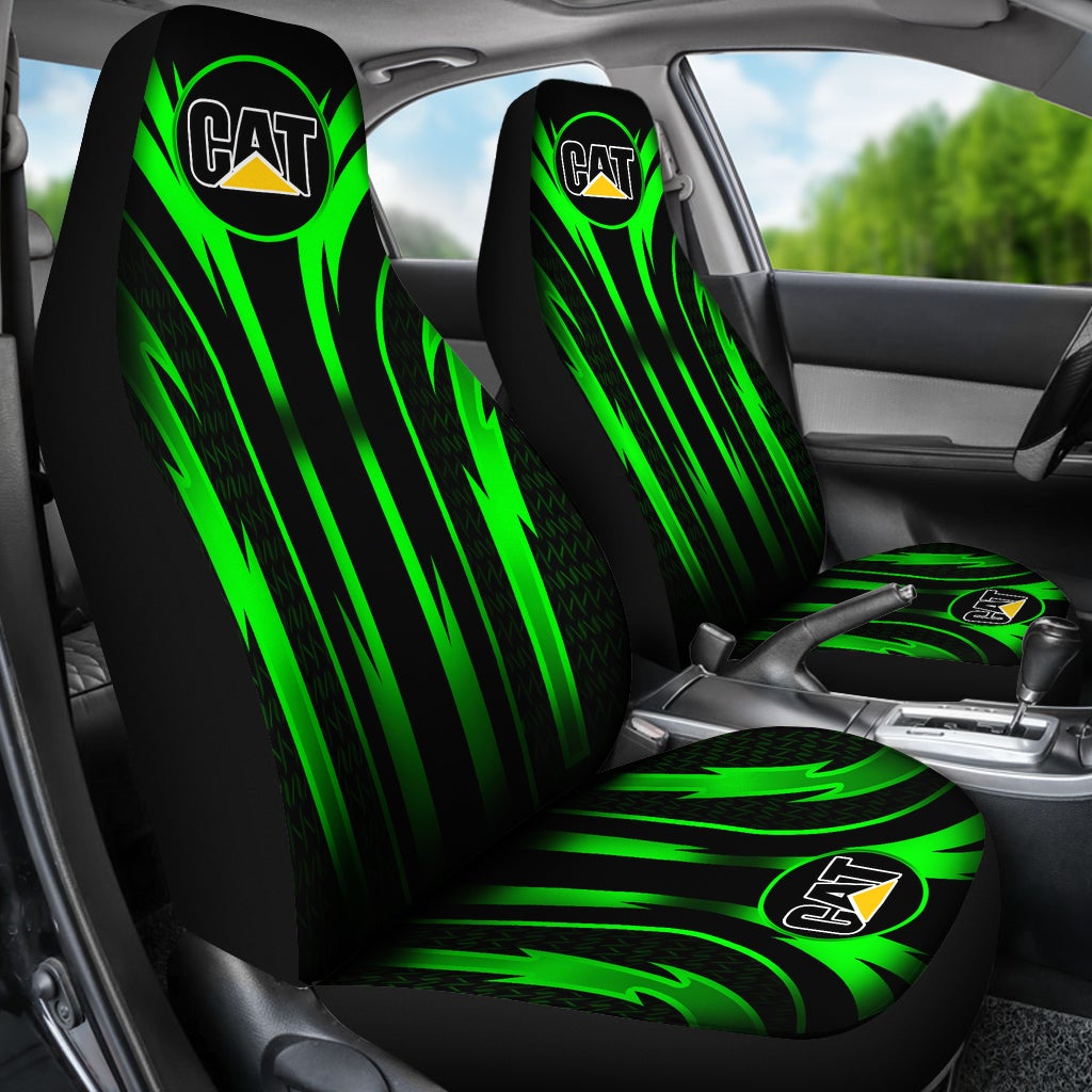2 Front Caterpillar Seat Covers Green - Famjoys 2 Front Caterpillar Seat Covers Green - Famjoys