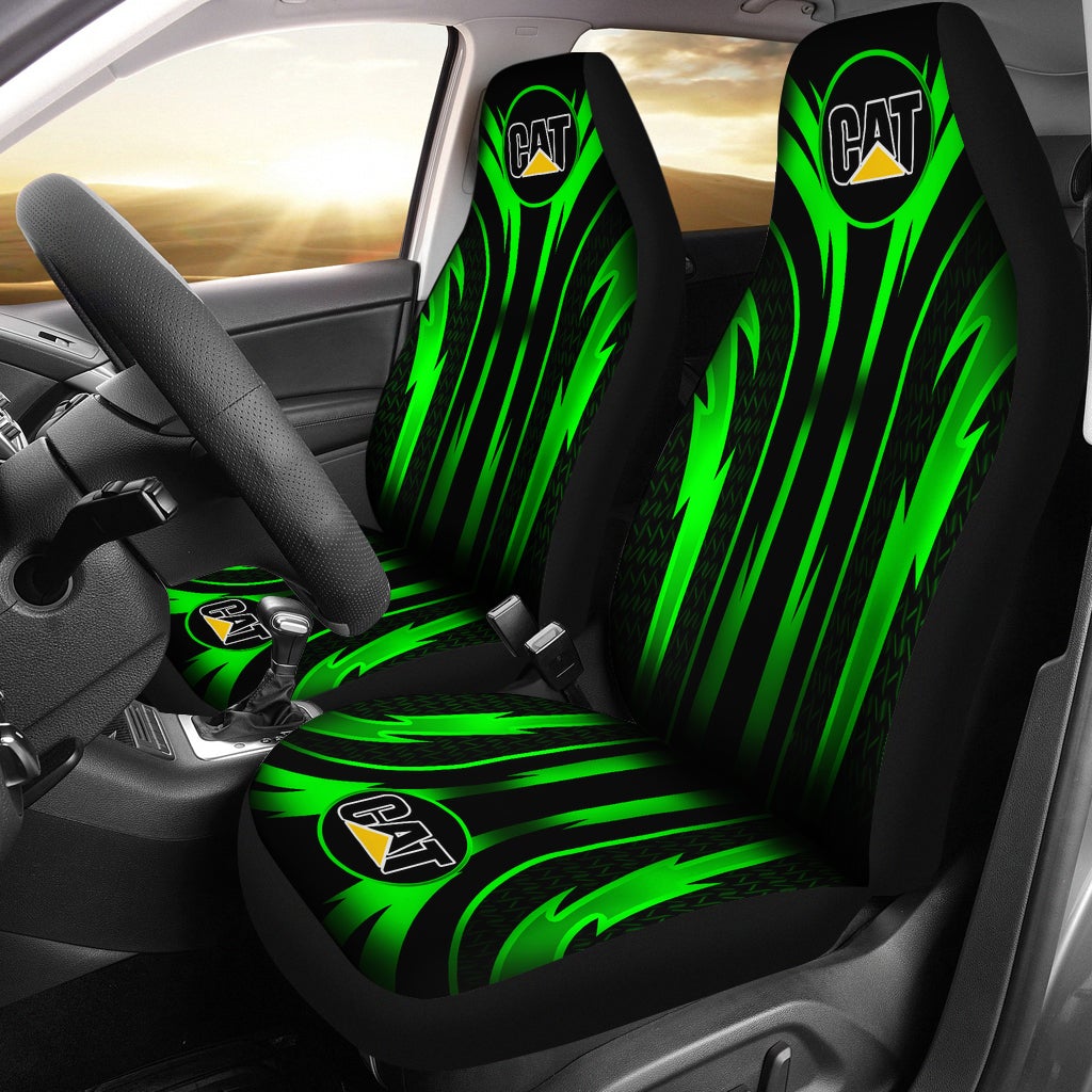 2 Front Caterpillar Seat Covers Green - Famjoys 2 Front Caterpillar Seat Covers Green - Famjoys