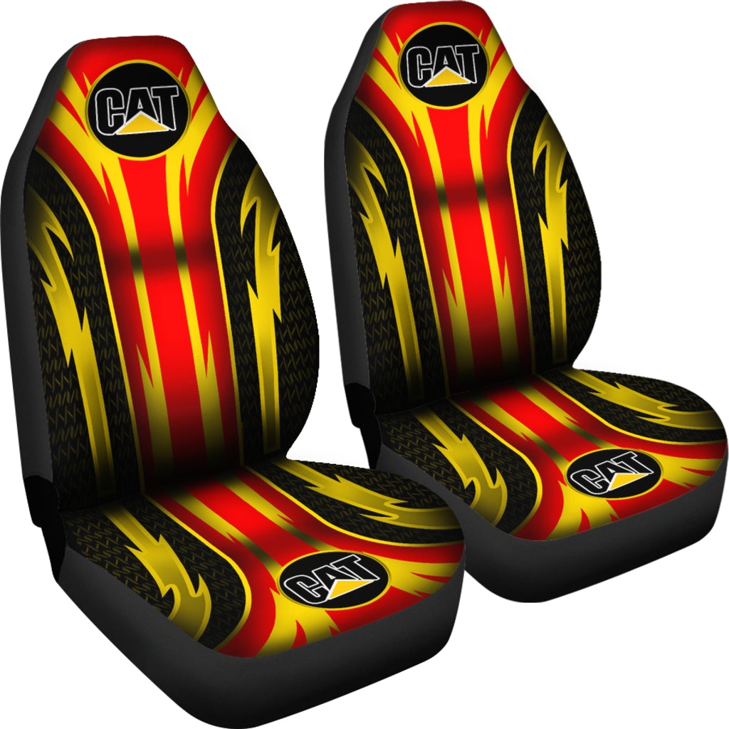 2 Front Caterpillar Seat Covers Red/Yellow - Famjoys 2 Front Caterpillar Seat Covers Red/Yellow - Famjoys