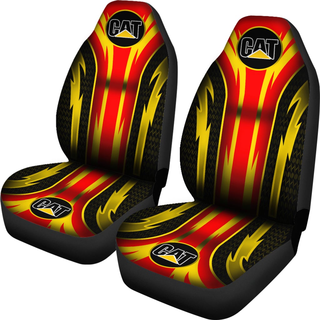 2 Front Caterpillar Seat Covers Red/Yellow - Famjoys 2 Front Caterpillar Seat Covers Red/Yellow - Famjoys