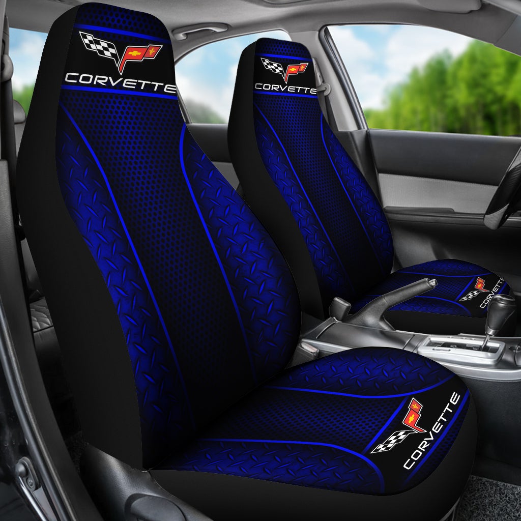 2 Front Corvette C6 Seat Covers Blue - Famjoys 2 Front Corvette C6 Seat Covers Blue - Famjoys