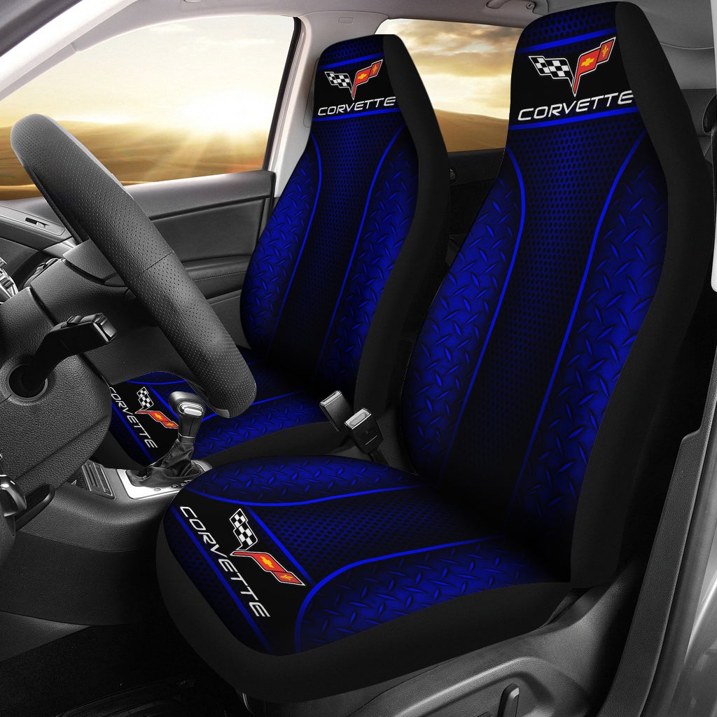 2 Front Corvette C6 Seat Covers Blue - Famjoys 2 Front Corvette C6 Seat Covers Blue - Famjoys