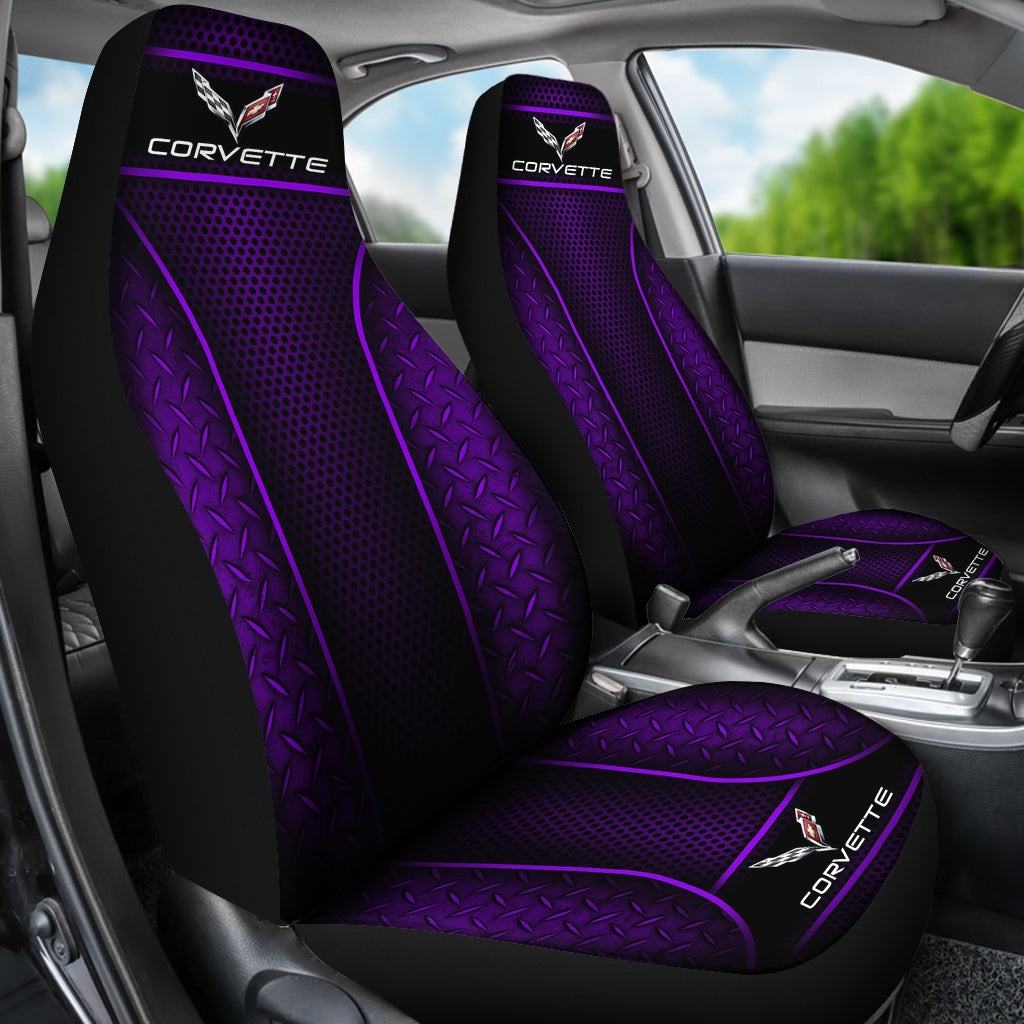 2 Front Corvette C7 Seat Covers Purple