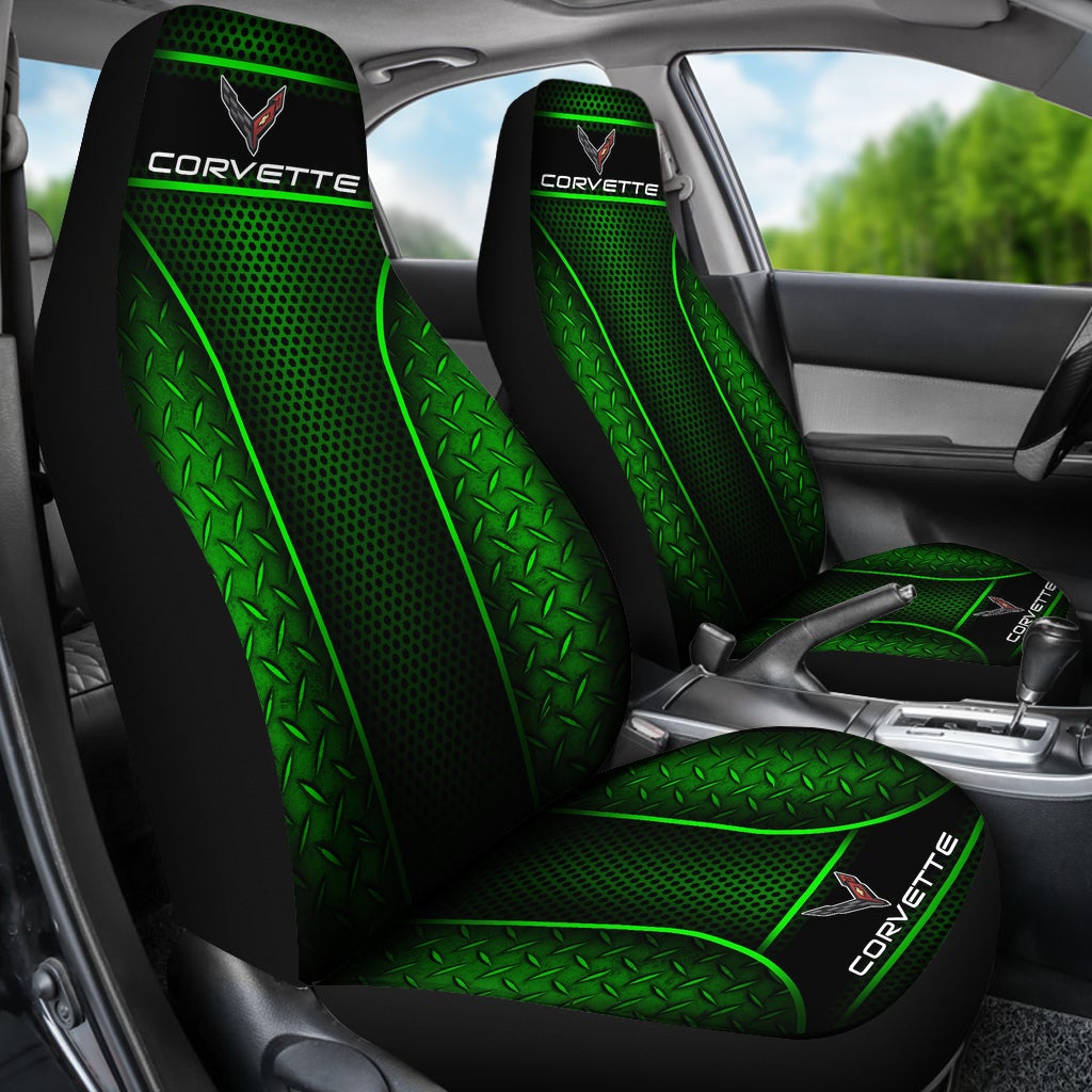 2 Front Corvette C8 Seat Covers Green - Famjoys 2 Front Corvette C8 Seat Covers Green - Famjoys