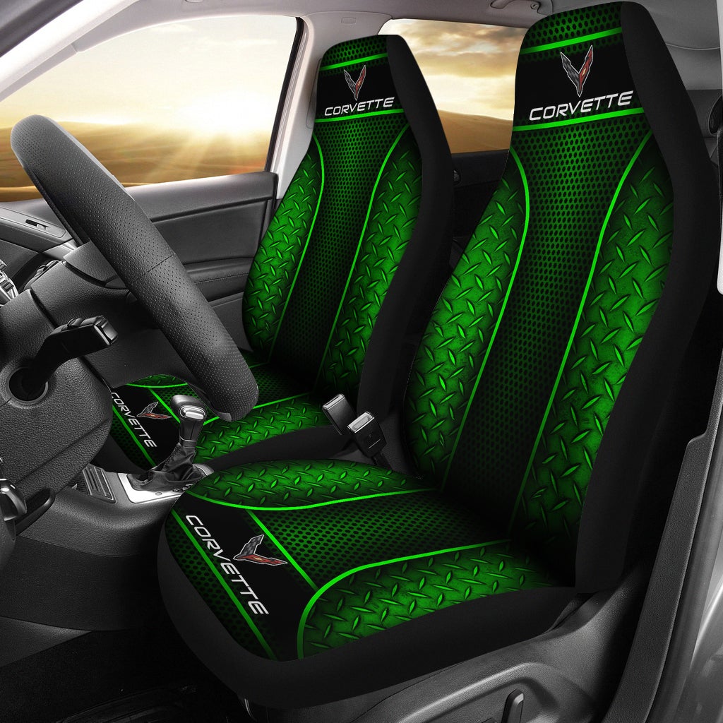 2 Front Corvette C8 Seat Covers Green - Famjoys 2 Front Corvette C8 Seat Covers Green - Famjoys