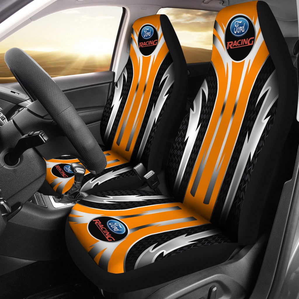2 Front Ford Racing Seat Covers Orange