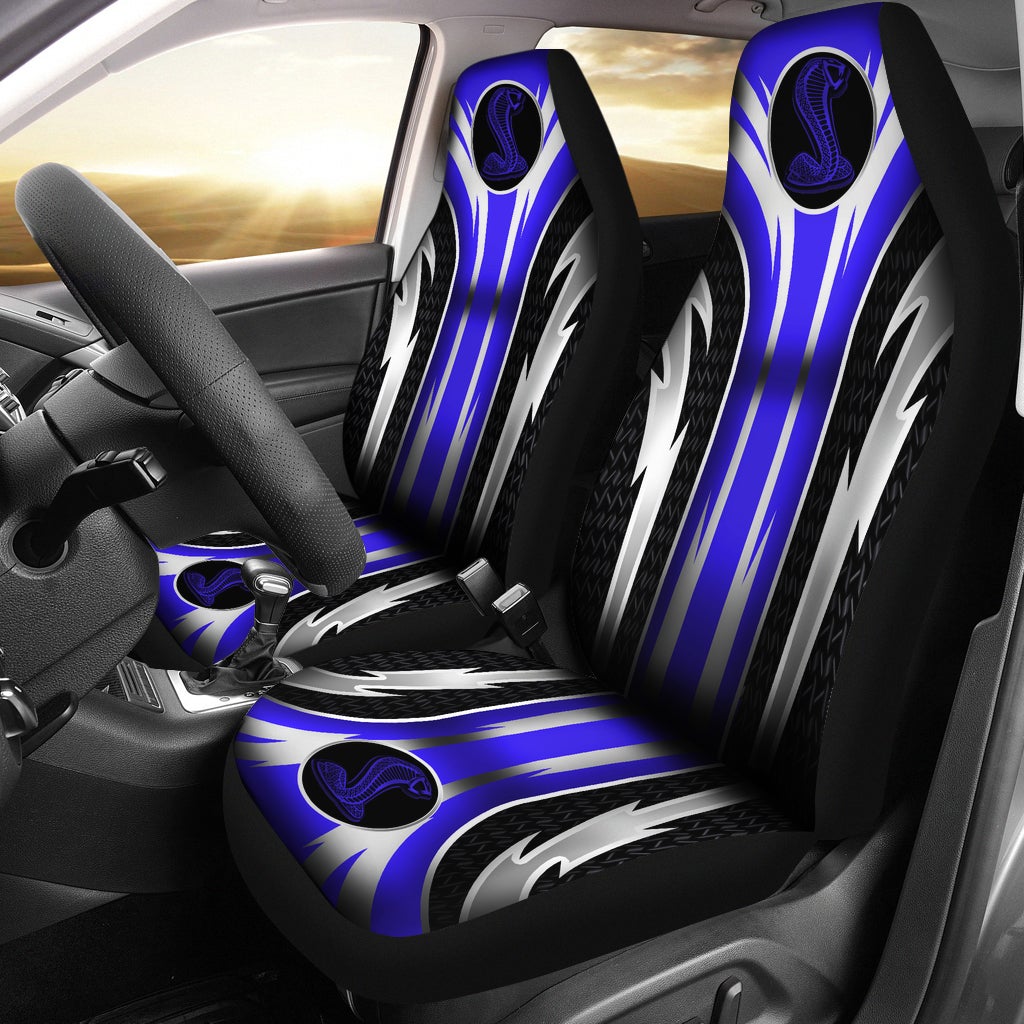 2 Front Mustang Cobra Seat Covers Blue - Famjoys 2 Front Mustang Cobra Seat Covers Blue - Famjoys