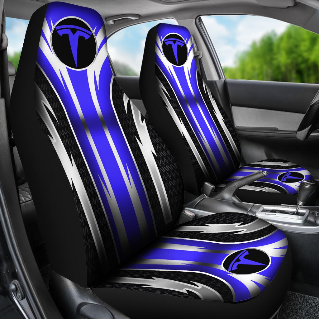 2 Front Tesla Seat Covers Blue - Famjoys 2 Front Tesla Seat Covers Blue - Famjoys