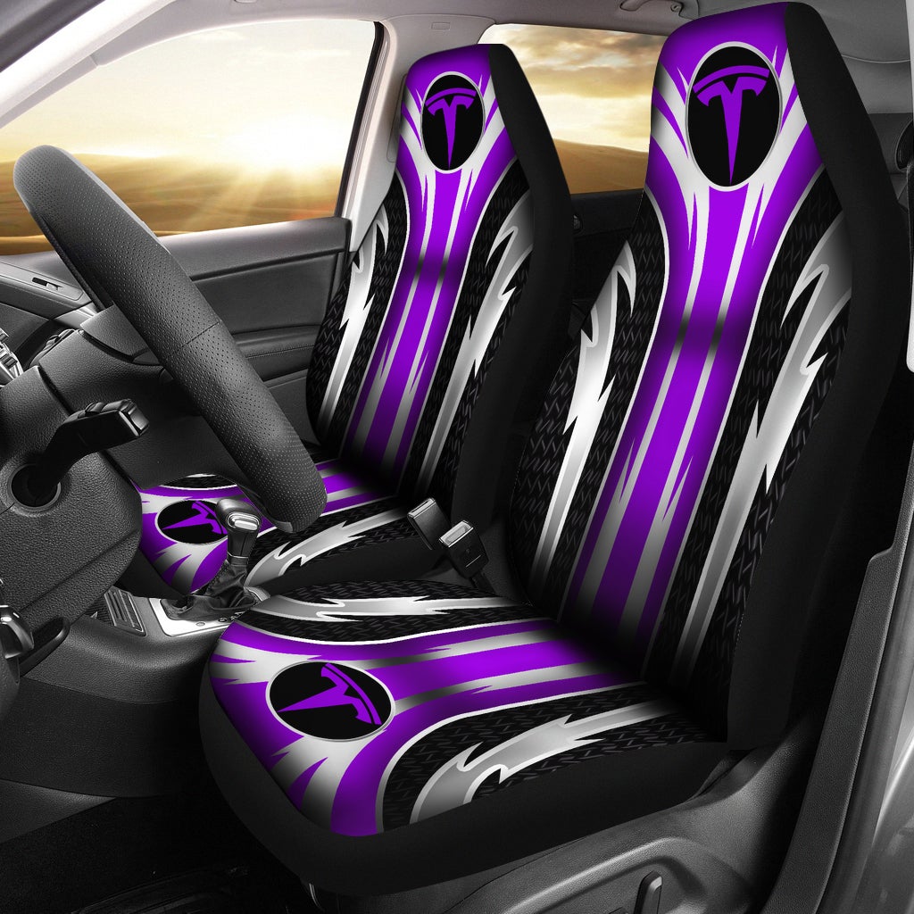 2 Front Tesla Seat Covers Purple - Famjoys 2 Front Tesla Seat Covers Purple - Famjoys