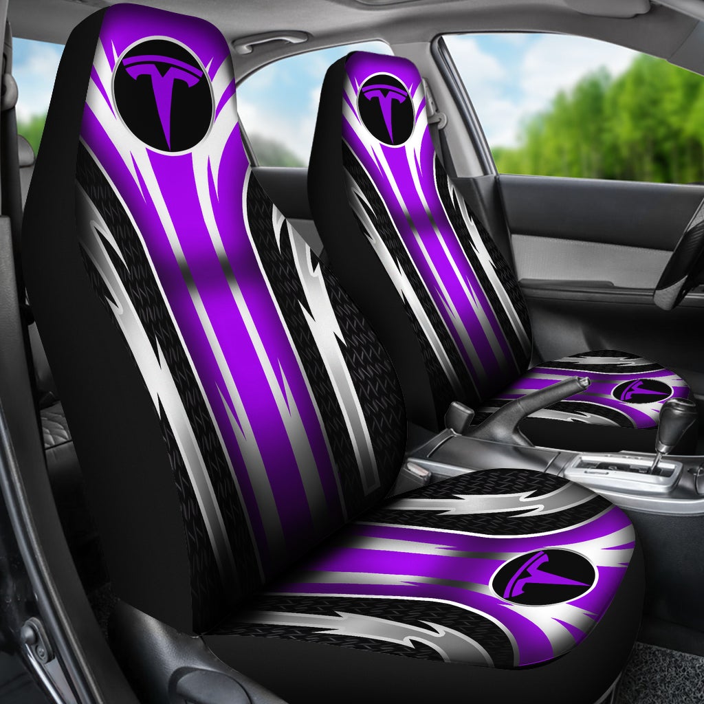 2 Front Tesla Seat Covers Purple - Famjoys 2 Front Tesla Seat Covers Purple - Famjoys