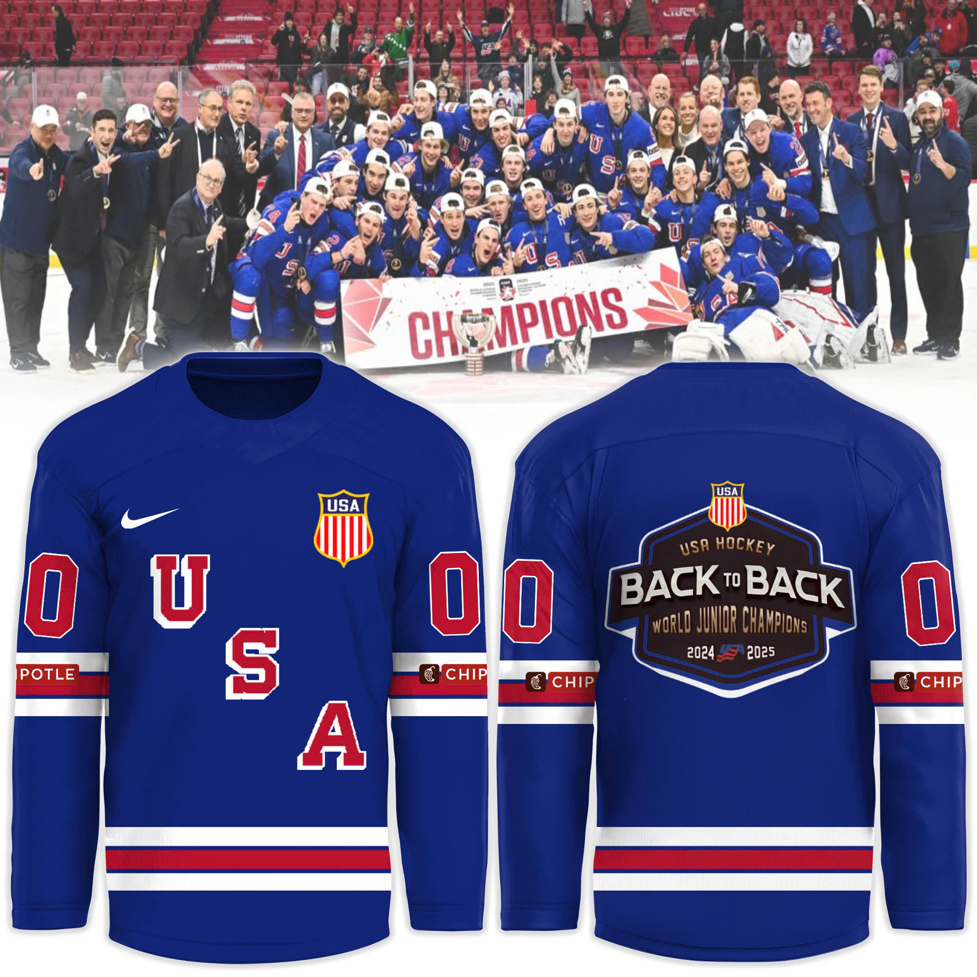 2024/2025 Back to Back World Junior Ice Hockey Champions USA - Famjoys 2024/2025 Back to Back World Junior Ice Hockey Champions USA - Famjoys