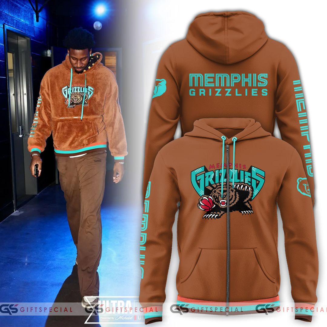 2024/25 Memphis Grizzlies Zip Hoodie - Famjoys 2024/25 Memphis Grizzlies Zip Hoodie - Famjoys