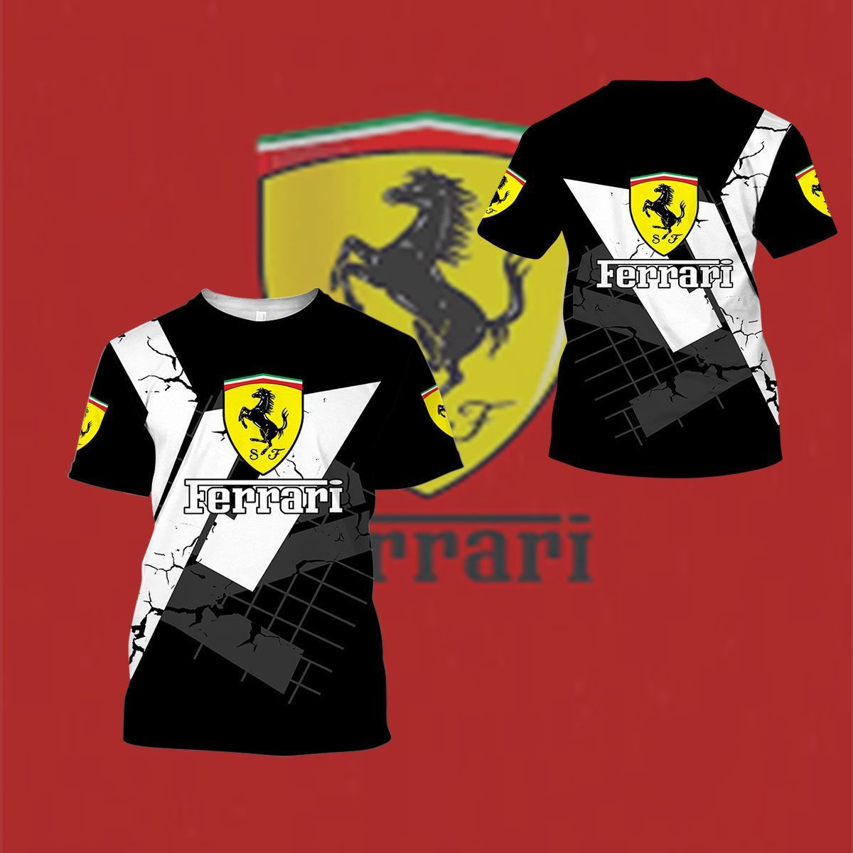 3D All Over FERRARI Shirt Ver 12 - Famjoys 3D All Over FERRARI Shirt Ver 12 - Famjoys