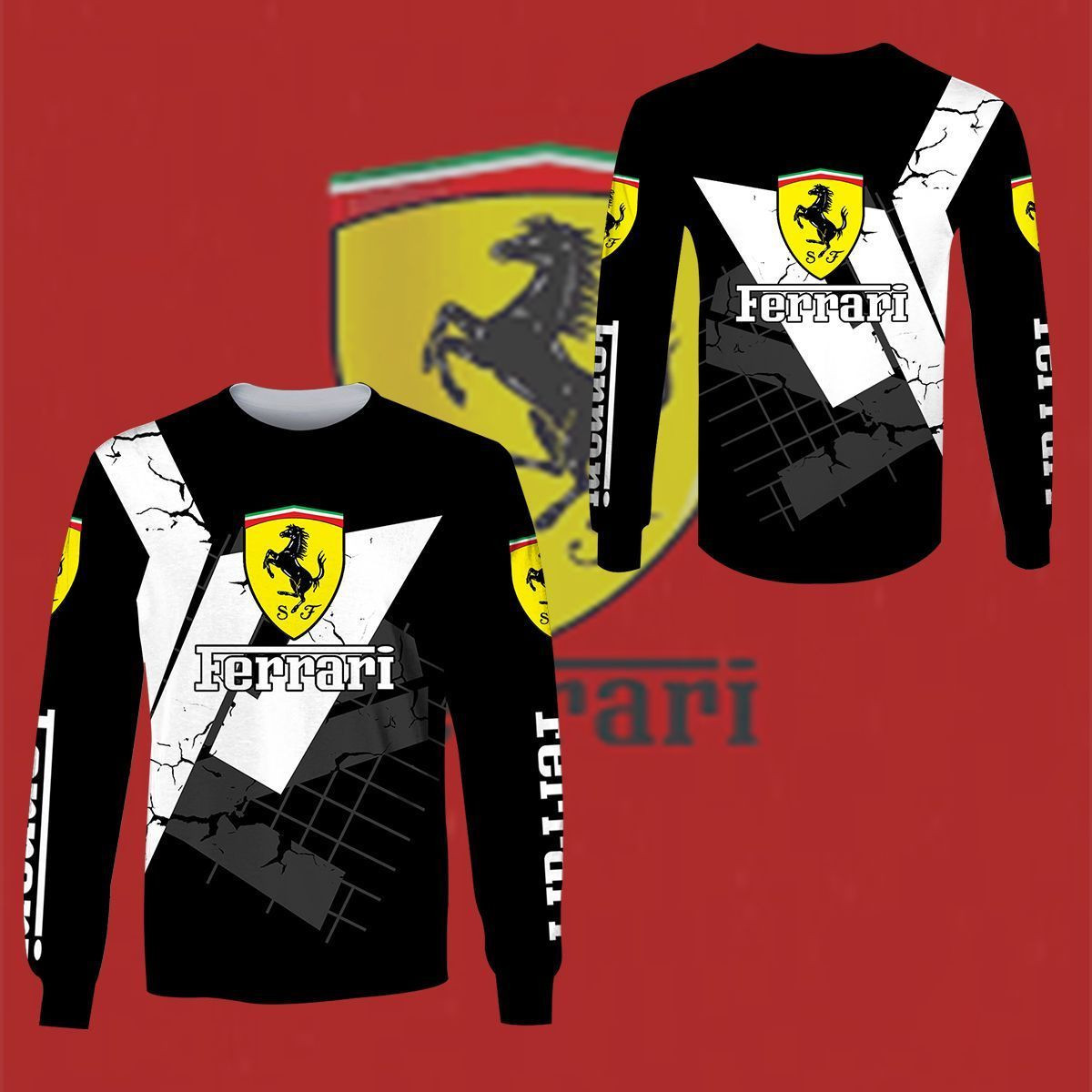3D All Over FERRARI Shirt Ver 12 - Famjoys 3D All Over FERRARI Shirt Ver 12 - Famjoys