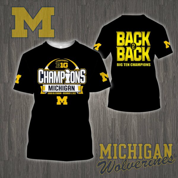 3D All Over Printed Michigan Wolverines Big Ten Champions 2022 Shirts Ver 1 - Famjoys 3D All Over Printed Michigan Wolverines Big Ten Champions 2022 Shirts Ver 1 - Famjoys