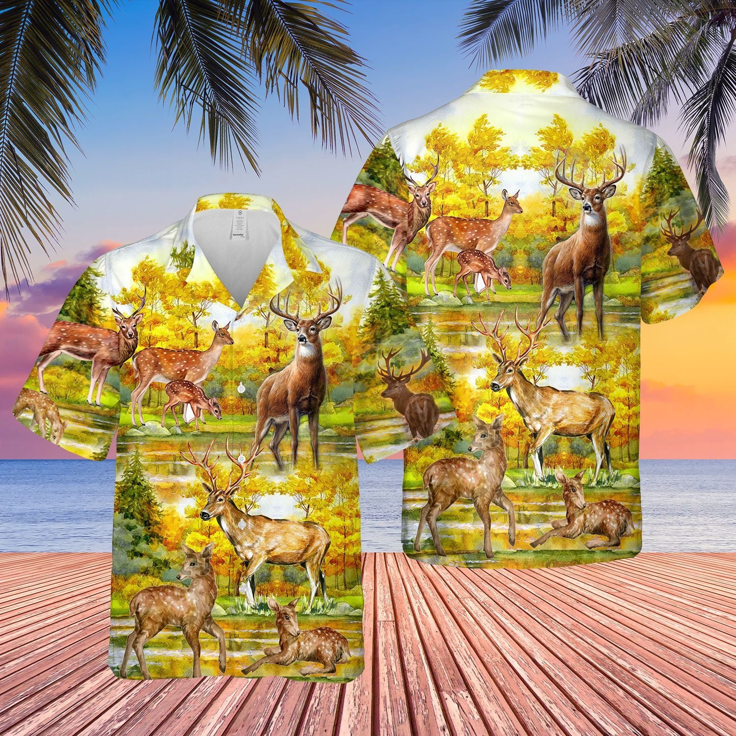 A Beautiful Summer With Deer Hawaiian Shirt - Famjoys A Beautiful Summer With Deer Hawaiian Shirt - Famjoys