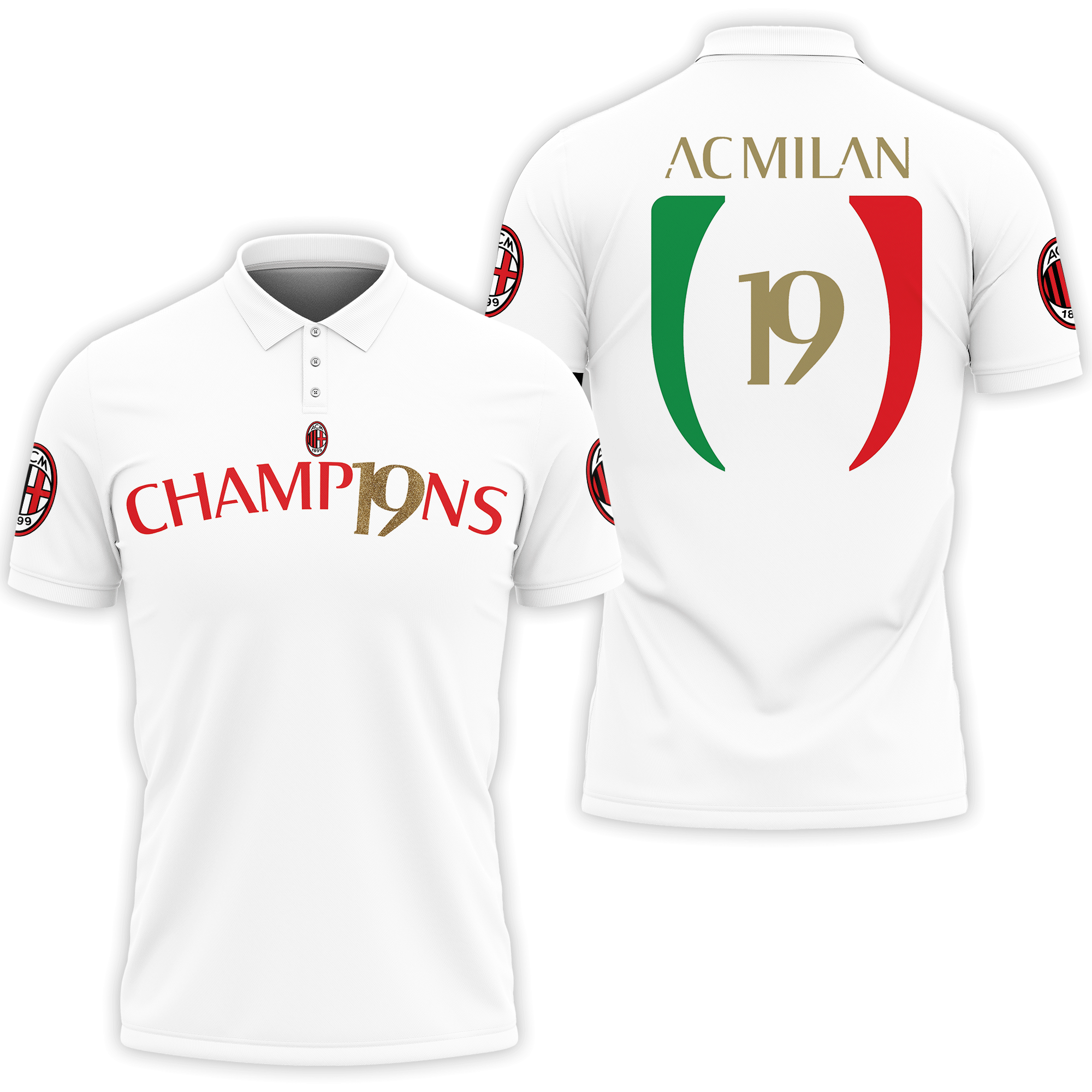 AC MILAN Polo Shirt 3D Printed Ver 4 - Famjoys AC MILAN Polo Shirt 3D Printed Ver 4 - Famjoys