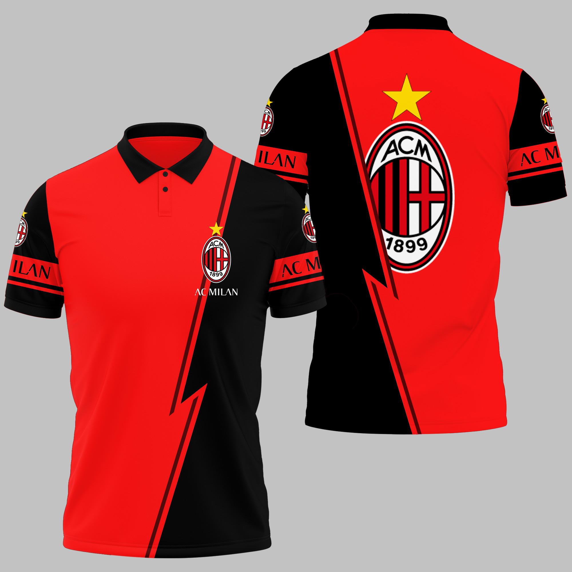 AC MILAN Polo Shirt 3D Printed Ver 7 - Famjoys AC MILAN Polo Shirt 3D Printed Ver 7 - Famjoys
