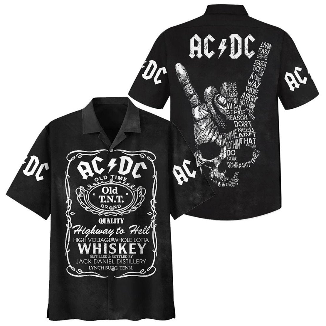 Ac/dc Rock x Whiskey Hawaiian Shirt - Famjoys Ac/dc Rock x Whiskey Hawaiian Shirt - Famjoys