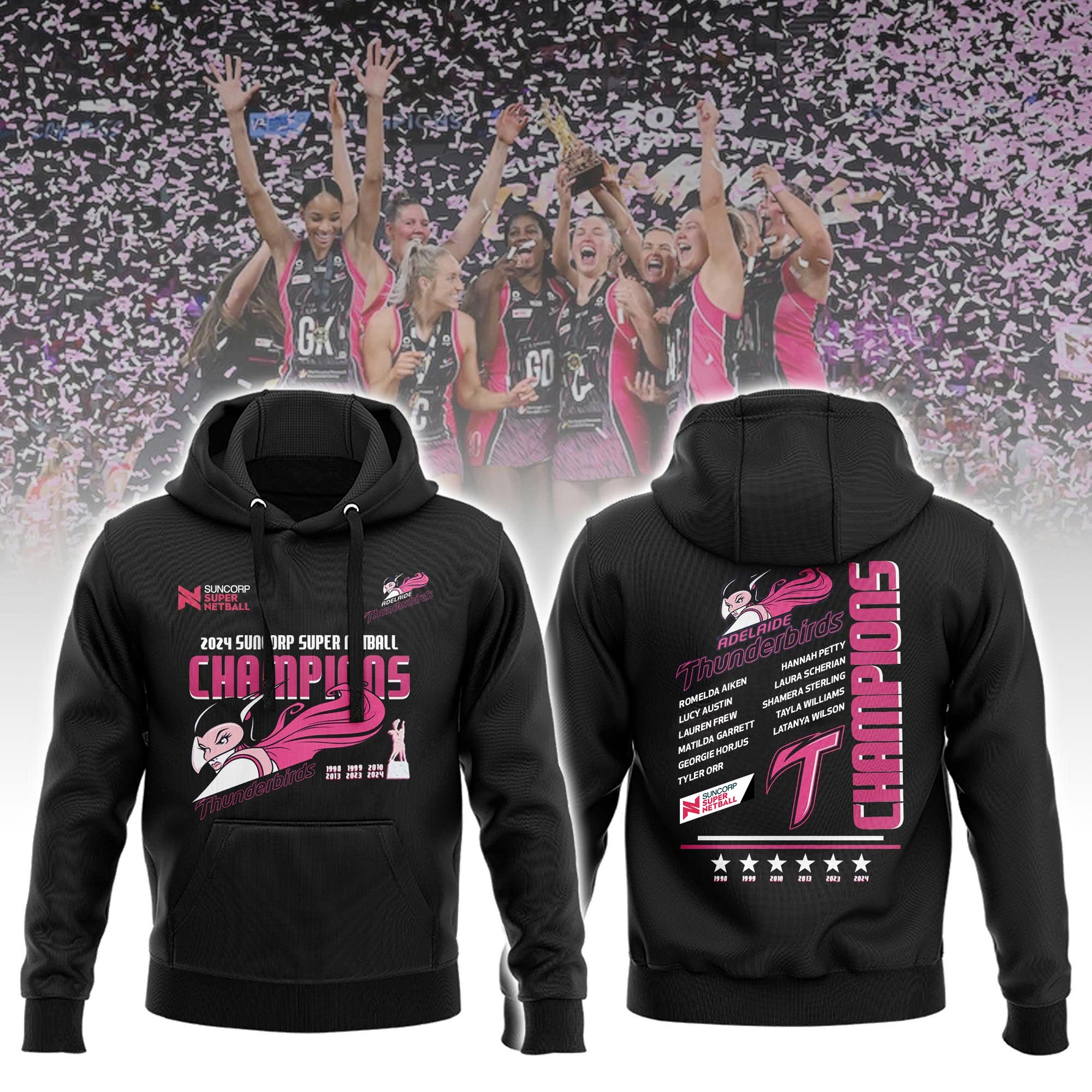 Adelaide Thunderbirds New Hoodie Champions Suncorp Super Netball - Famjoys Adelaide Thunderbirds New Hoodie Champions Suncorp Super Netball - Famjoys
