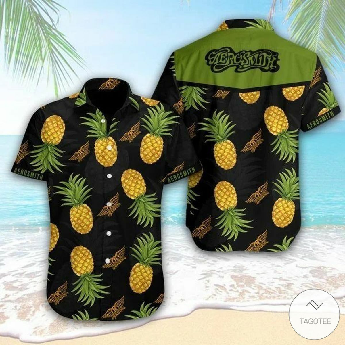 Aerosmith Pineapple Hawaiian Shirt - Famjoys Aerosmith Pineapple Hawaiian Shirt - Famjoys
