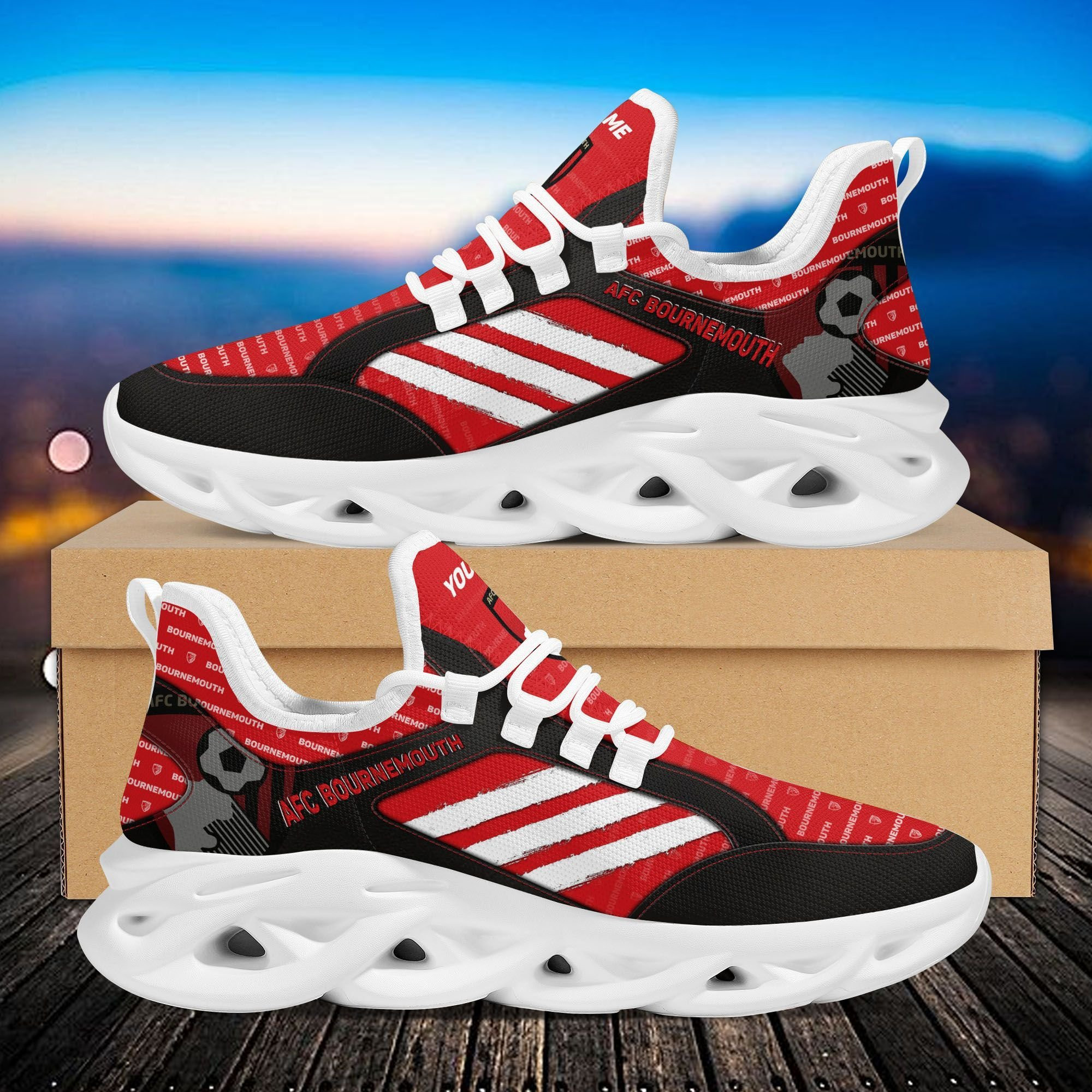 AFC Bournemouth Custom Personalized Max Soul Sneakers Shoes - Famjoys AFC Bournemouth Custom Personalized Max Soul Sneakers Shoes - Famjoys