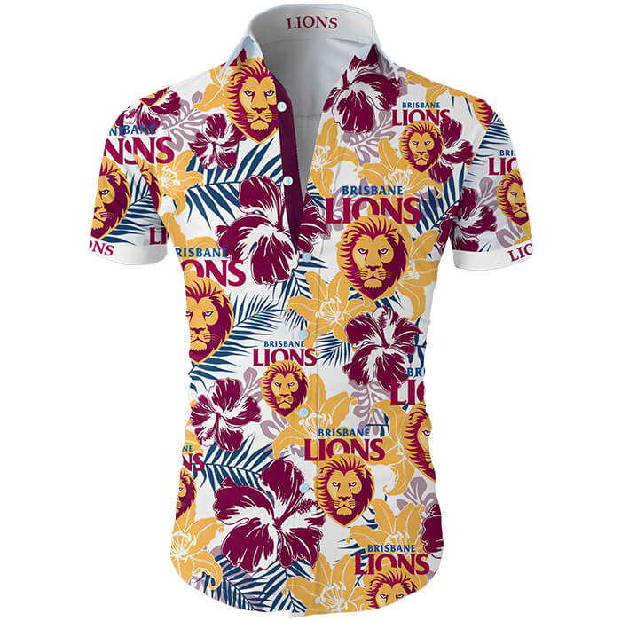 AFL Brisbane Lions Hawaiian Shirt V2 - Famjoys AFL Brisbane Lions Hawaiian Shirt V2 - Famjoys