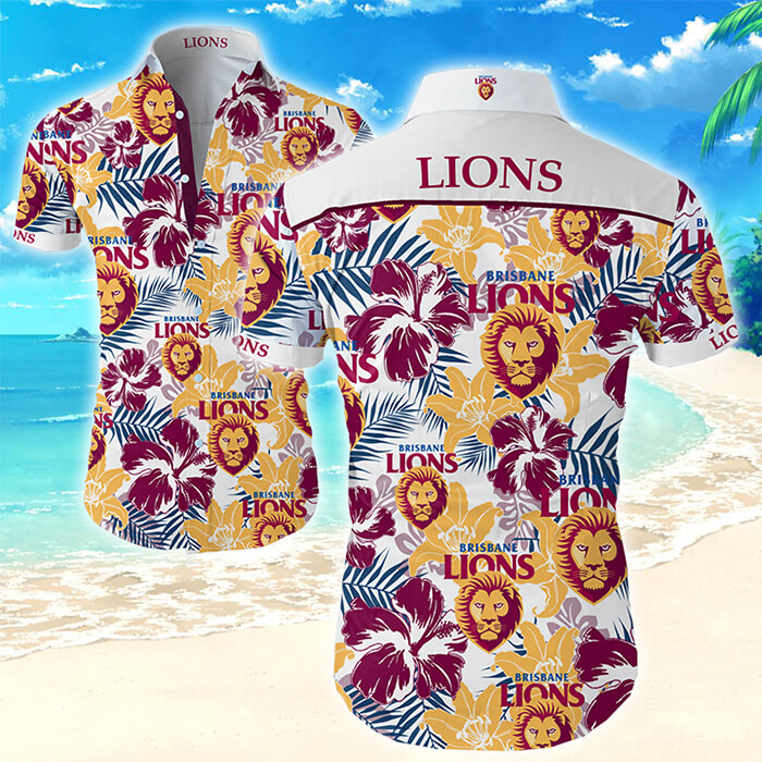 AFL Brisbane Lions Hawaiian Shirt V2 - Famjoys AFL Brisbane Lions Hawaiian Shirt V2 - Famjoys