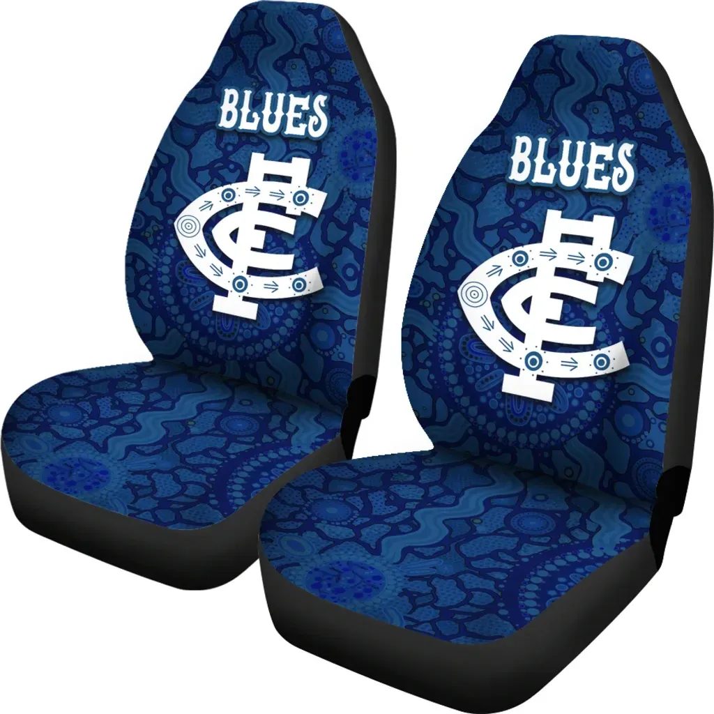 AFL Carlton Blues Indigenous Country Style-Navy Car Seat Covers - Famjoys AFL Carlton Blues Indigenous Country Style-Navy Car Seat Covers - Famjoys