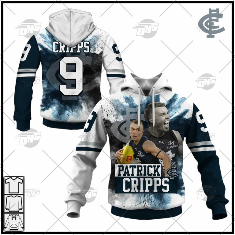 AFL Carlton Blues Patrick Cripps #9 Pullover Shirt V2 - Famjoys AFL Carlton Blues Patrick Cripps #9 Pullover Shirt V2 - Famjoys
