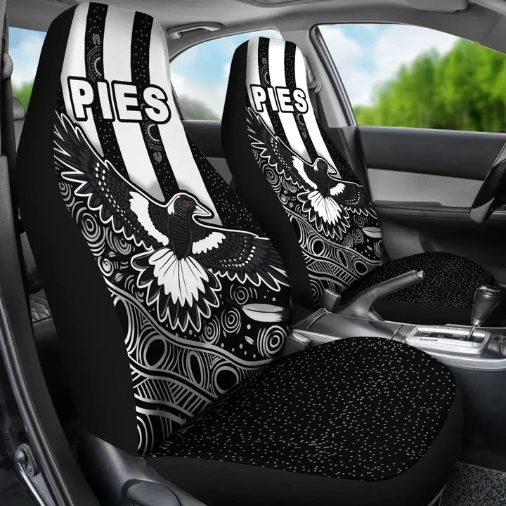 AFL Collingwood Magpies Black Car Seat Covers - Famjoys AFL Collingwood Magpies Black Car Seat Covers - Famjoys