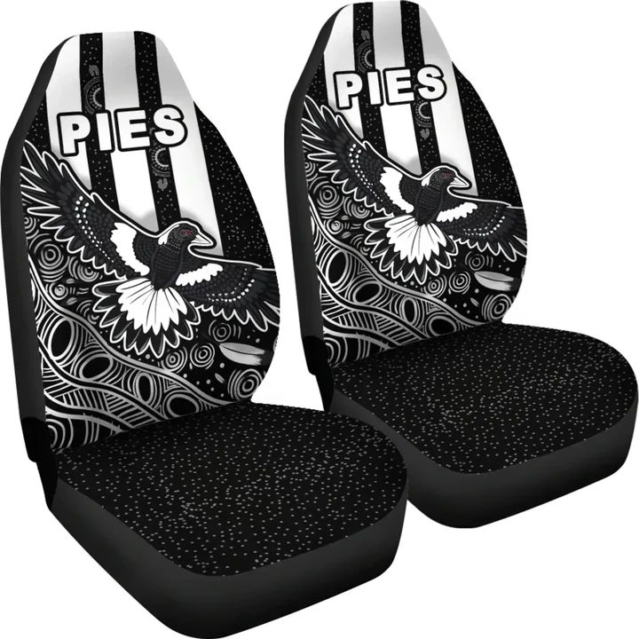 AFL Collingwood Magpies Black Car Seat Covers - Famjoys AFL Collingwood Magpies Black Car Seat Covers - Famjoys