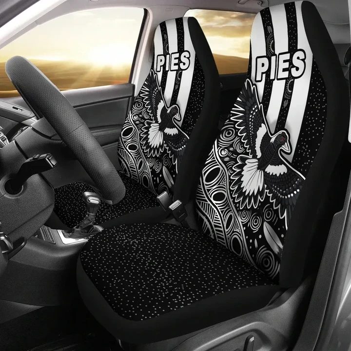 AFL Collingwood Magpies Black Car Seat Covers - Famjoys AFL Collingwood Magpies Black Car Seat Covers - Famjoys