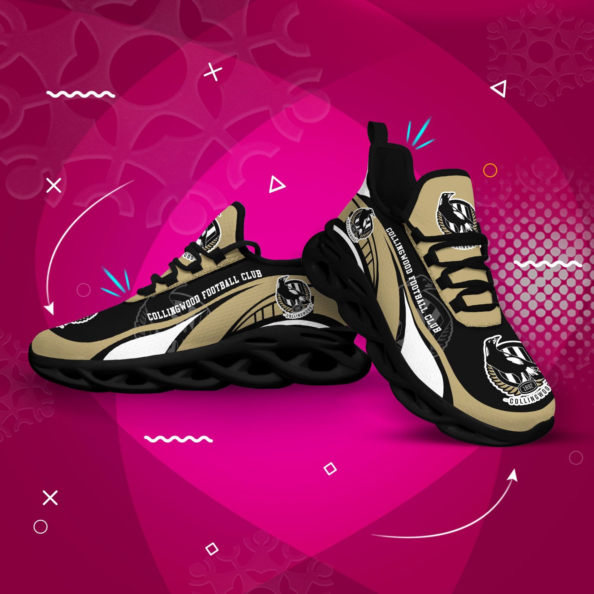 AFL Collingwood Magpies Max Soul Shoes - Famjoys AFL Collingwood Magpies Max Soul Shoes - Famjoys