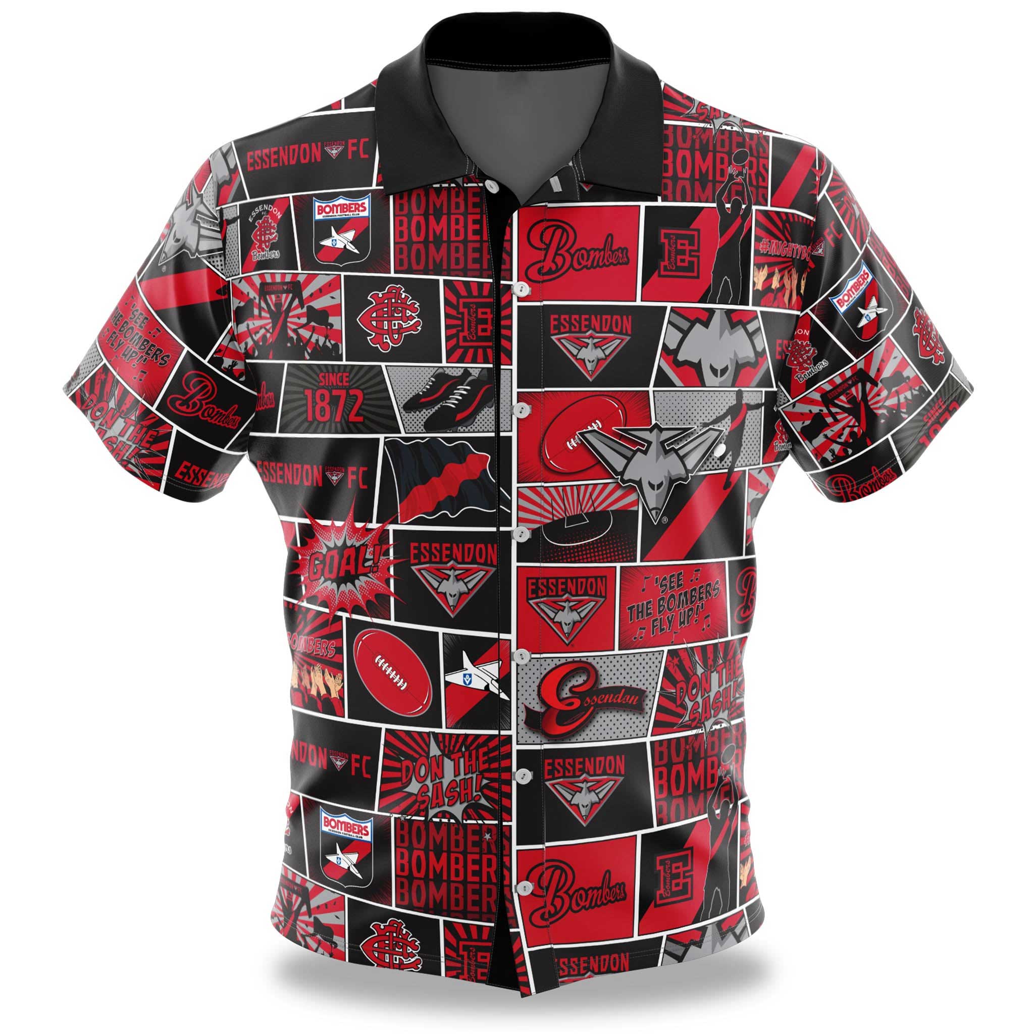AFL Essendon Bombers Hawaiian Shirt - Famjoys AFL Essendon Bombers Hawaiian Shirt - Famjoys