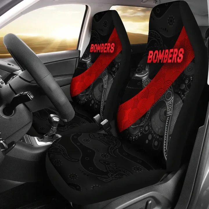 AFL Essendon Bombers Indigenous Black Car Seat Covers - Famjoys AFL Essendon Bombers Indigenous Black Car Seat Covers - Famjoys