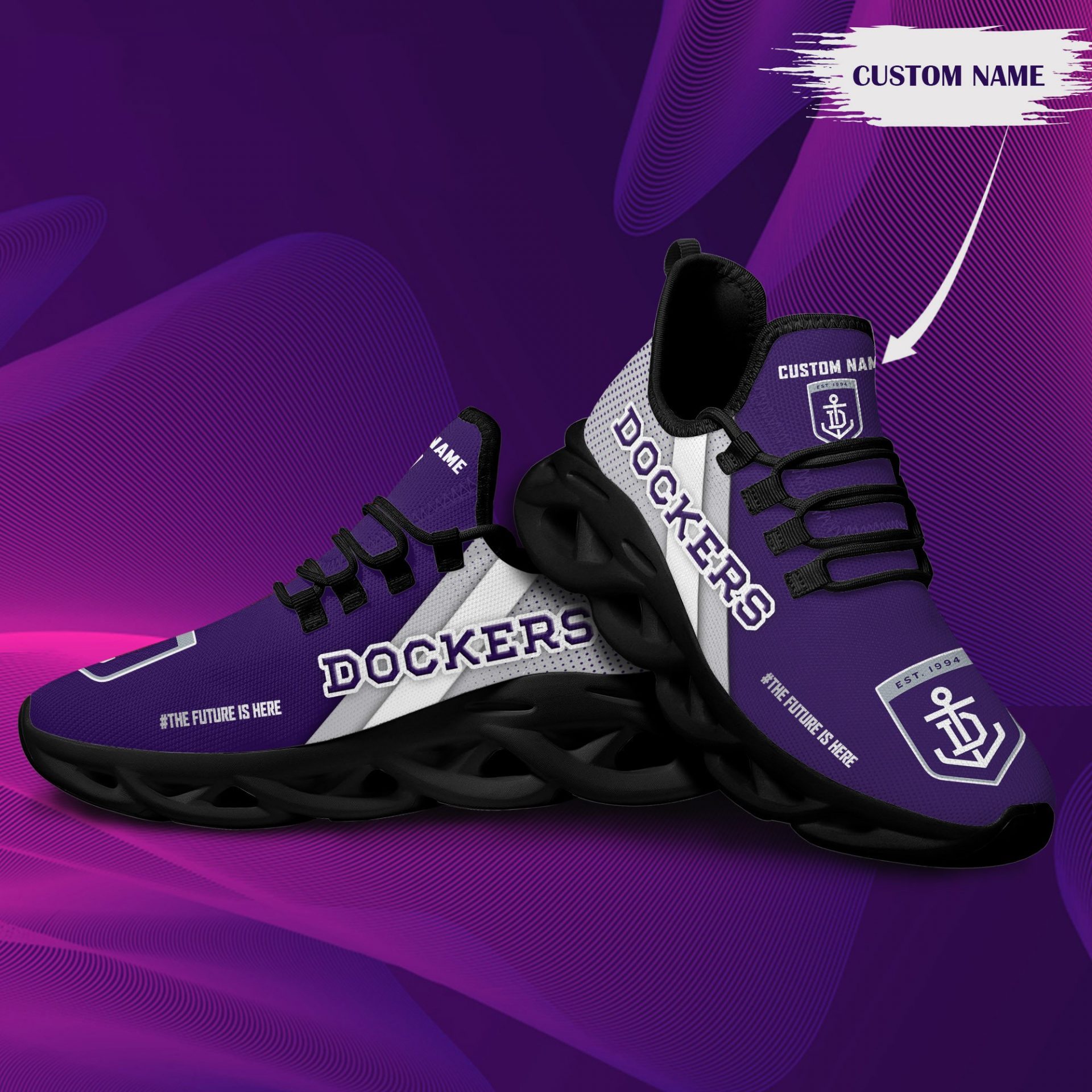 AFL Fremantle Dockers Custom Name Max Soul Shoes - Famjoys AFL Fremantle Dockers Custom Name Max Soul Shoes - Famjoys