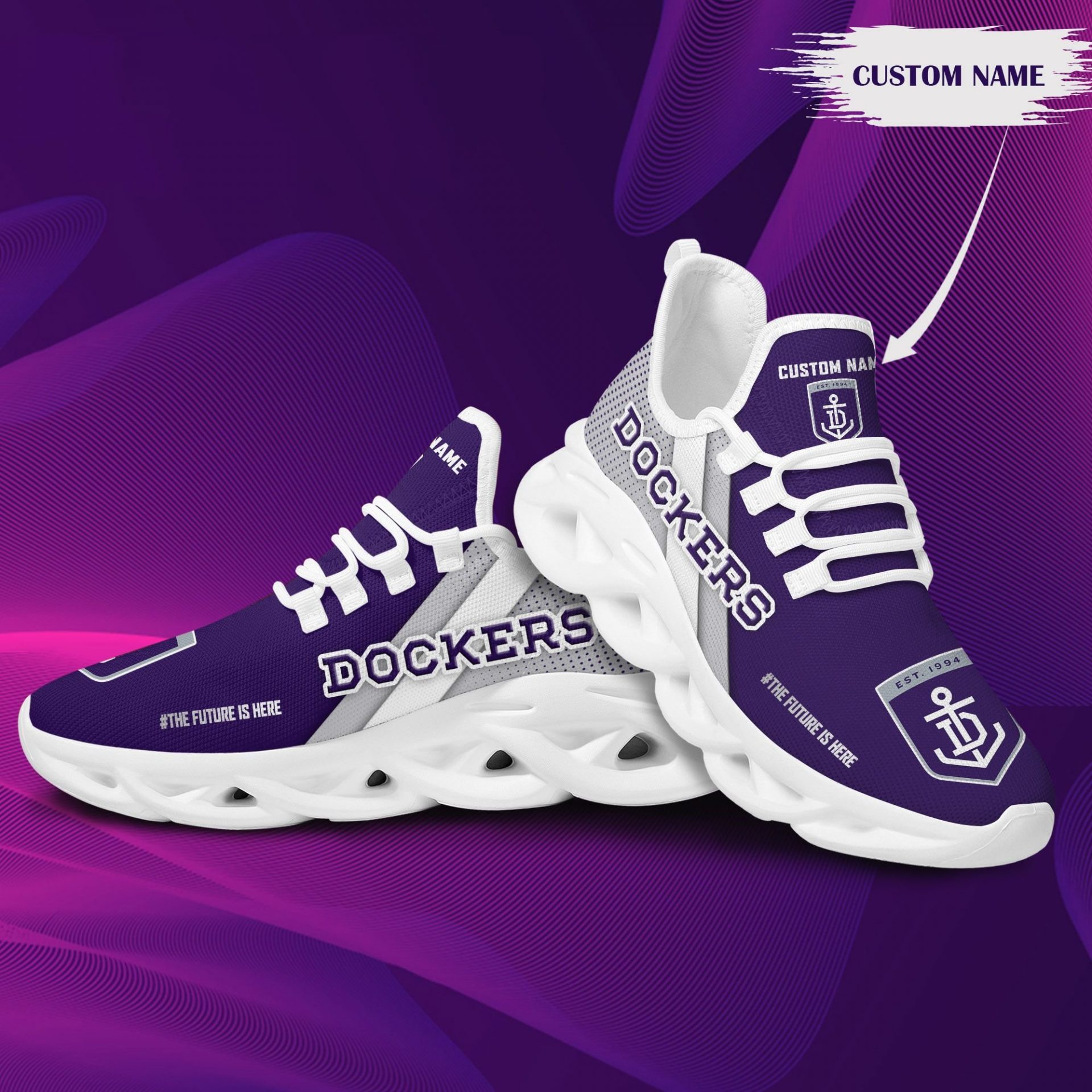 AFL Fremantle Dockers Custom Name Max Soul Shoes - Famjoys AFL Fremantle Dockers Custom Name Max Soul Shoes - Famjoys