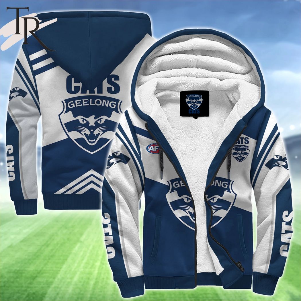 AFL Geelong Cats FC Fleece Hoodie - Famjoys AFL Geelong Cats FC Fleece Hoodie - Famjoys