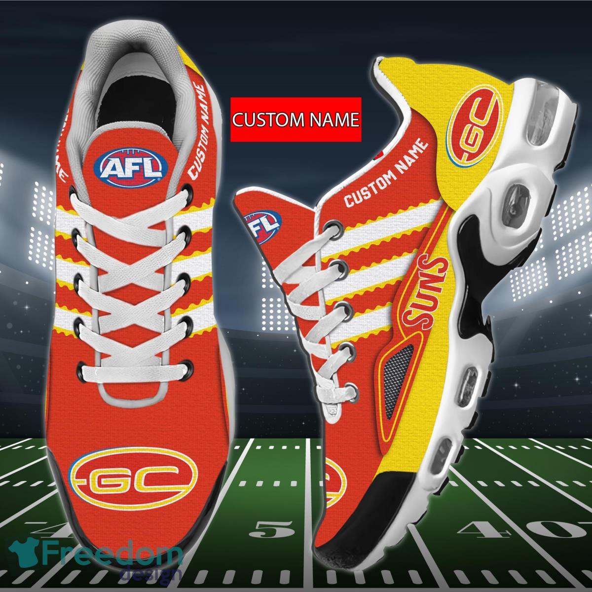 AFL Gold Coast Suns Personalized Name Air Cushion Sports Shoes Sneaker KLTNS220502 - Famjoys AFL Gold Coast Suns Personalized Name Air Cushion Sports Shoes Sneaker KLTNS220502 - Famjoys