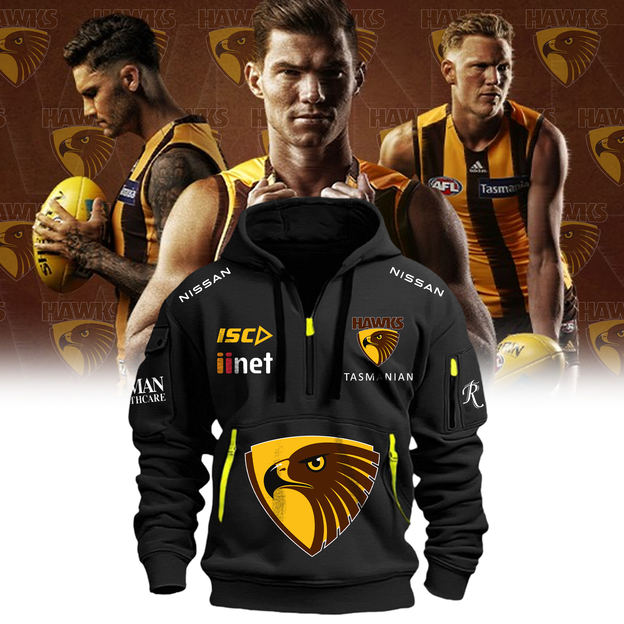 AFL Hawthorn Football Club New Hoodie - Famjoys AFL Hawthorn Football Club New Hoodie - Famjoys