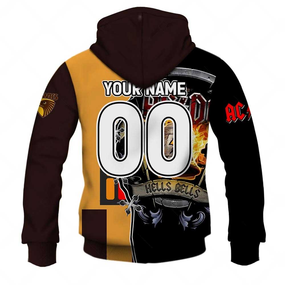 AFL Hawthorn Hawks AC/DC Mix Custom Name Number Home Guernsey Pullover Shirt - Famjoys AFL Hawthorn Hawks AC/DC Mix Custom Name Number Home Guernsey Pullover Shirt - Famjoys