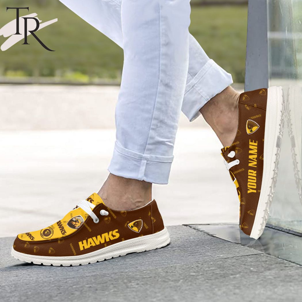 AFL Hawthorn Hawks Custom Name Hey Dude Shoes - Famjoys AFL Hawthorn Hawks Custom Name Hey Dude Shoes - Famjoys