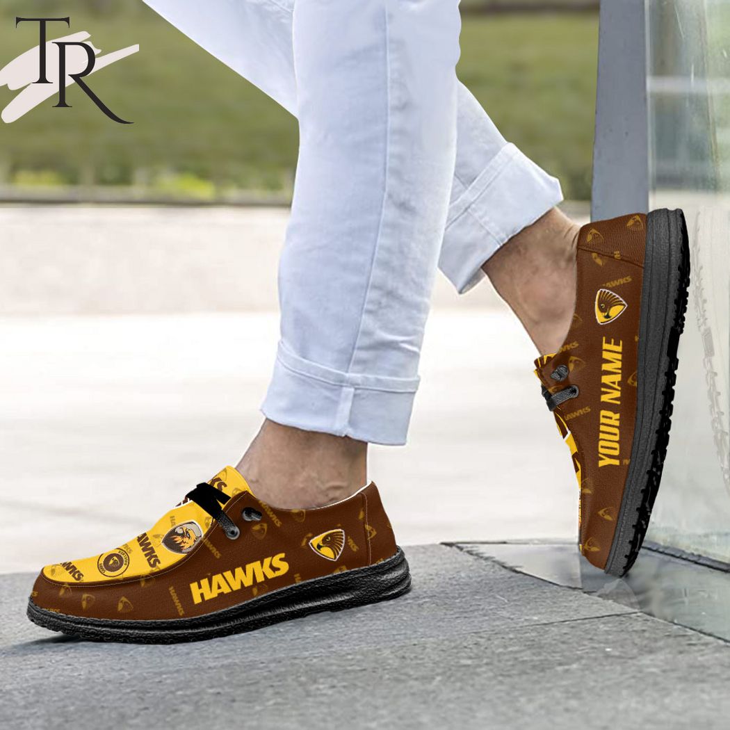 AFL Hawthorn Hawks Custom Name Hey Dude Shoes - Famjoys AFL Hawthorn Hawks Custom Name Hey Dude Shoes - Famjoys