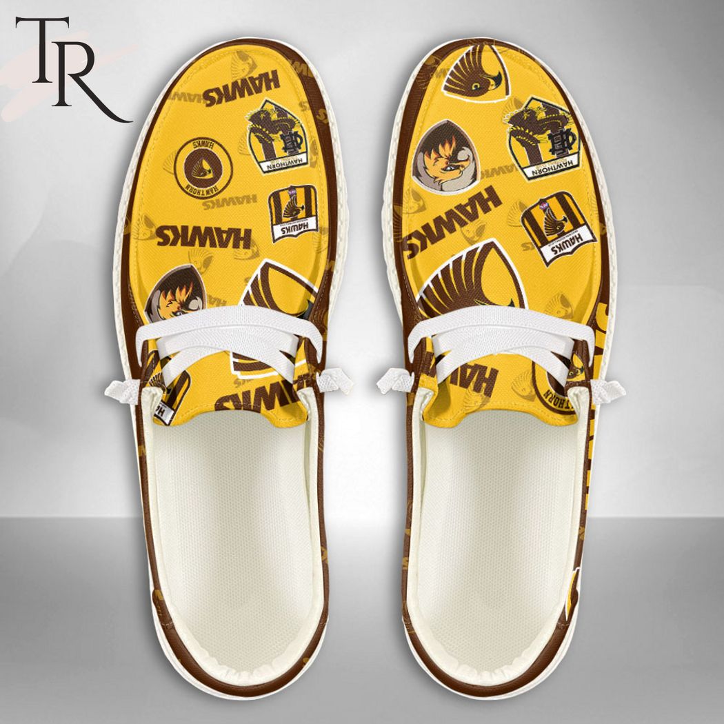 AFL Hawthorn Hawks Custom Name Hey Dude Shoes - Famjoys AFL Hawthorn Hawks Custom Name Hey Dude Shoes - Famjoys