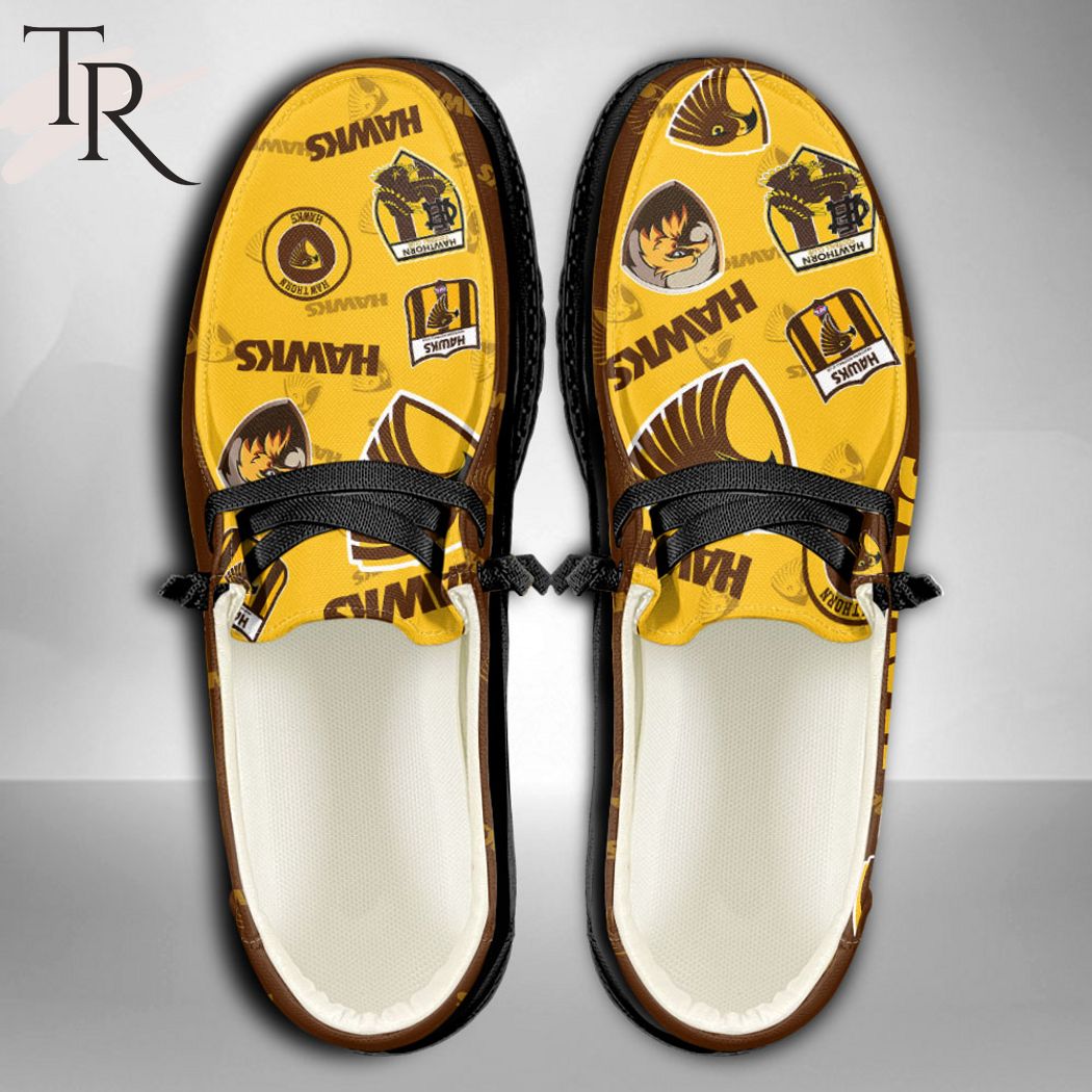 AFL Hawthorn Hawks Custom Name Hey Dude Shoes - Famjoys AFL Hawthorn Hawks Custom Name Hey Dude Shoes - Famjoys