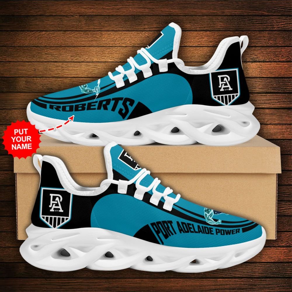 AFL Port Adelaide Custom Name Teal Black Mascot Max Soul Shoes - Famjoys AFL Port Adelaide Custom Name Teal Black Mascot Max Soul Shoes - Famjoys