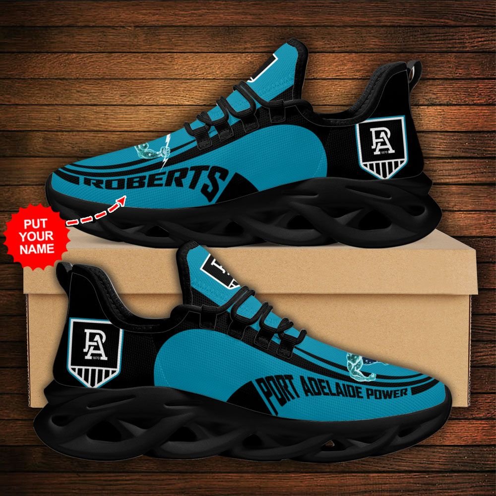 AFL Port Adelaide Custom Name Teal Black Mascot Max Soul Shoes - Famjoys AFL Port Adelaide Custom Name Teal Black Mascot Max Soul Shoes - Famjoys