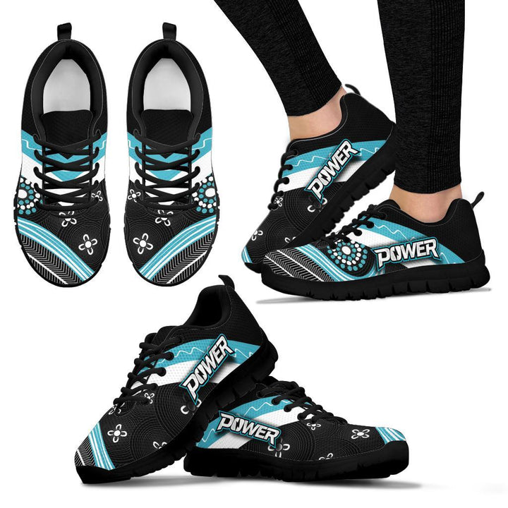AFL Port Adelaide Indigenous Black Teal Running Shoes - Famjoys AFL Port Adelaide Indigenous Black Teal Running Shoes - Famjoys